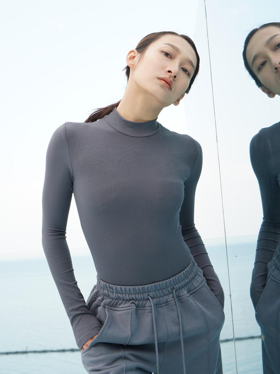 여성용 블랙 긴팔 원피스 체조복 연습복 현대무용 - 메인 이미지