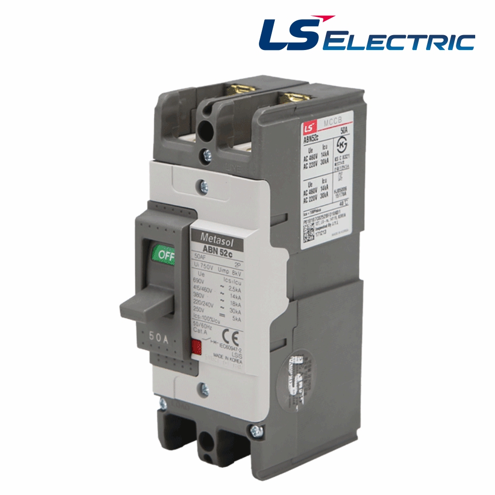 산업용 Metasol MCCB 배선차단기 ABN 52C 2P 50A 30kA LS일렉트릭 - 상품 이미지