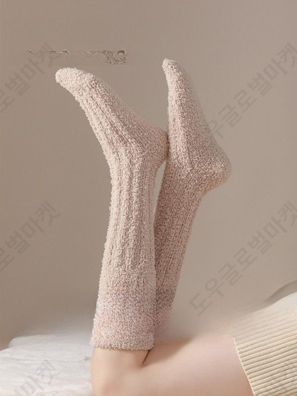롱수면양말 양털 무압박 빅사이즈 남녀공용 보온 장목 긴 - 상세 이미지 5