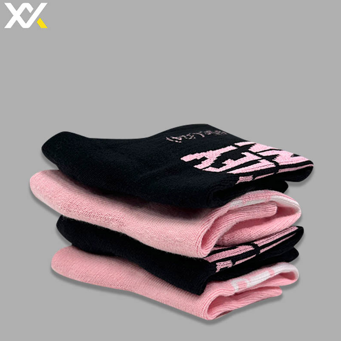 MAXX 맥스 할리퀸 콜라보 배드민턴 스포츠 단목 양말 블랙 핑크 - 상세 이미지 5