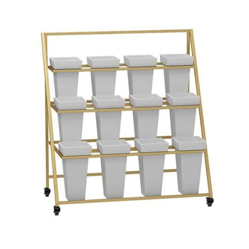 계단식 꽃 화분 꽃집 베란다 진열대 전시대 철제 업소용 4x3 화이트 선반+검정 사각통 - 상세 이미지 5