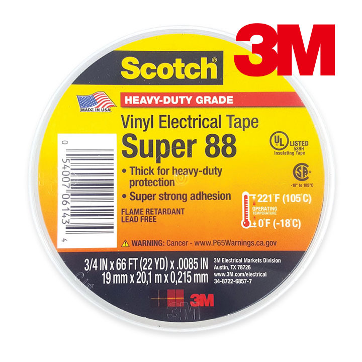 3M 스카치 수퍼 88 비닐 전기 절연 테이프 19mm x 20M - 상품 이미지