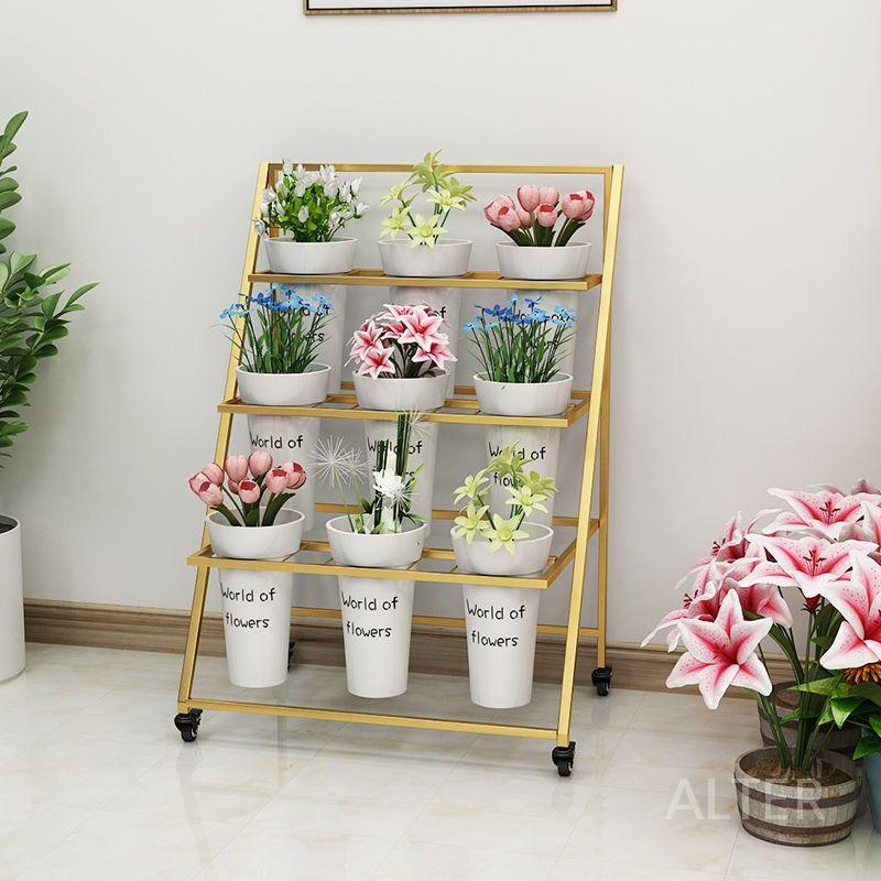 계단식 꽃 화분 꽃집 베란다 진열대 전시대 철제 업소용 4x3 화이트 선반+검정 사각통 - 상세 이미지 2