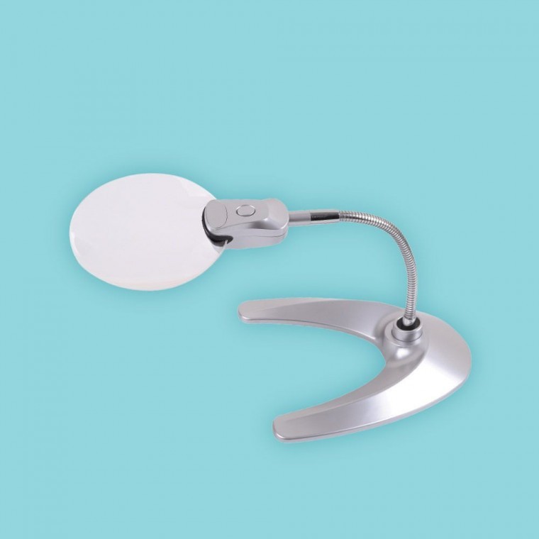 2LED 스탠드형 돋보기 탁상형 확대경 2배율 배터리 - 상품 이미지