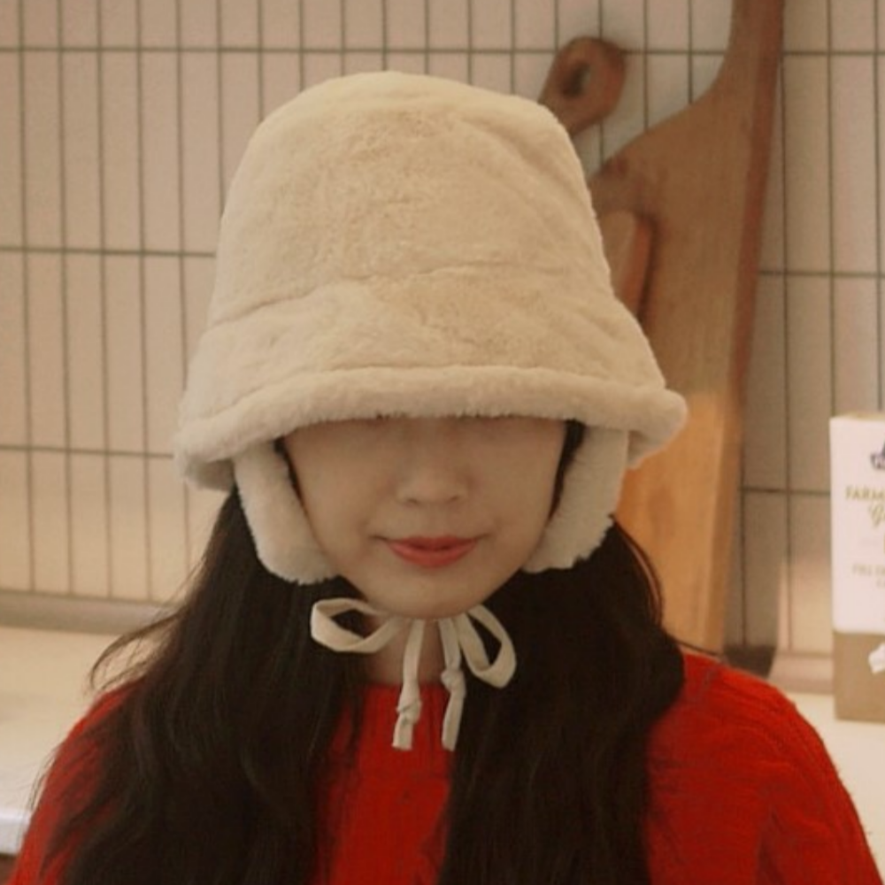 여성 겨울 방한 밍크 퍼 귀달이 벙거지 모자 귀도리 털 버킷햇 이미지 6