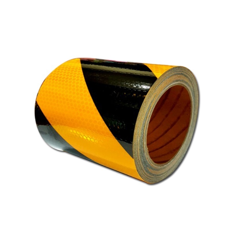 BLEX 고휘도 PVC 벌집 반사 테이프 황흑사선 200mm x 10M - 상품 이미지