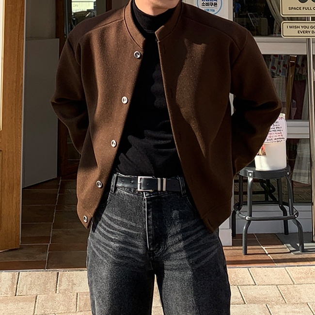 남자 헤벤 세미오버핏 가을 겨울 울 크롭 가디건 자켓 - 메인 이미지