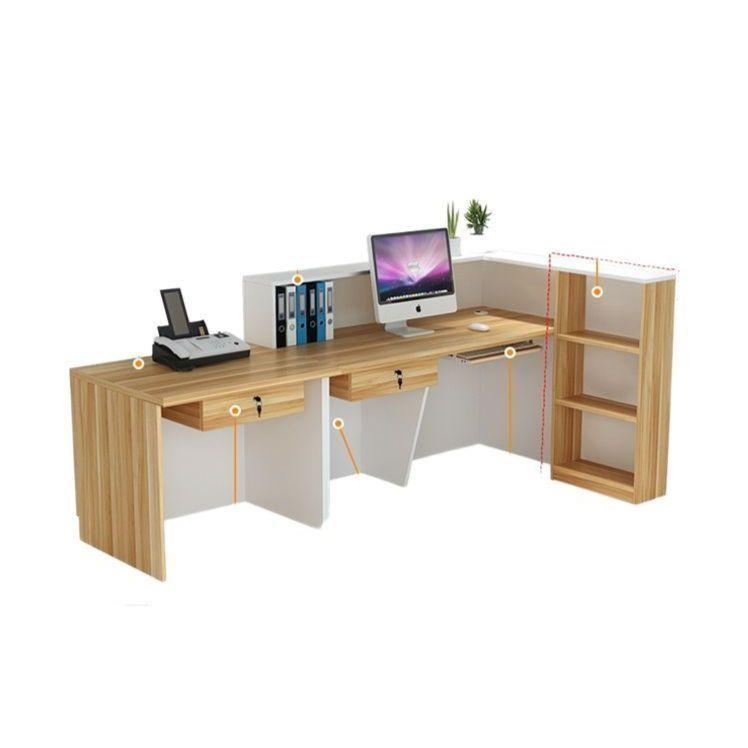 카운터 테이블 상담 데스크 회사 리셉션 응대 메이플+화이트 매트 왼쪽 높음 160x60x100cm - 상세 이미지 2