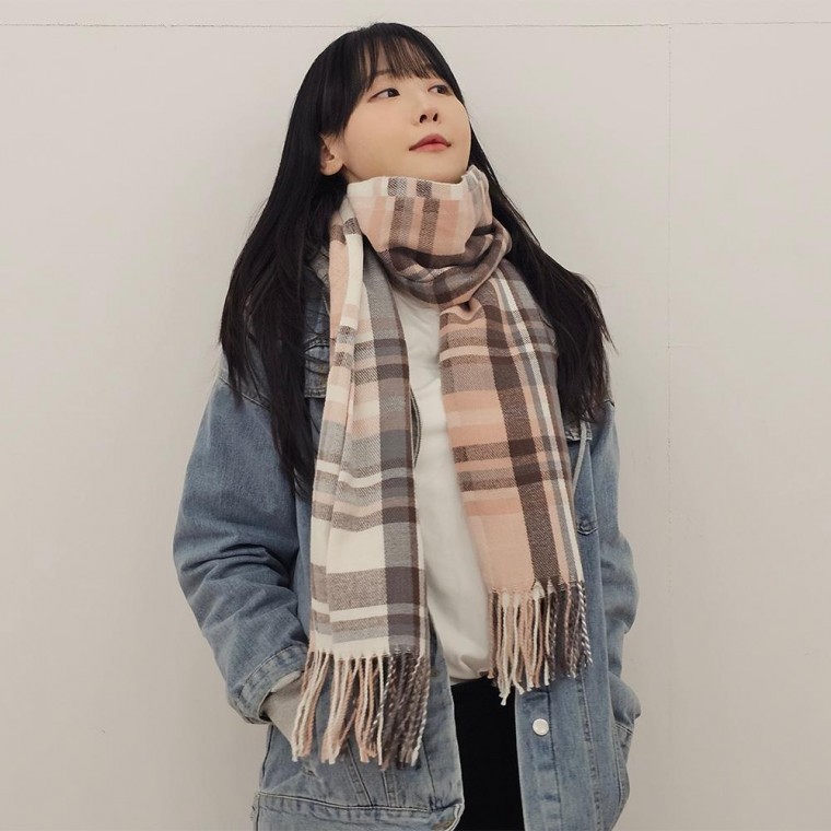 체크 목도리 겨울 남녀공용 롱 머플러 - 상품 이미지
