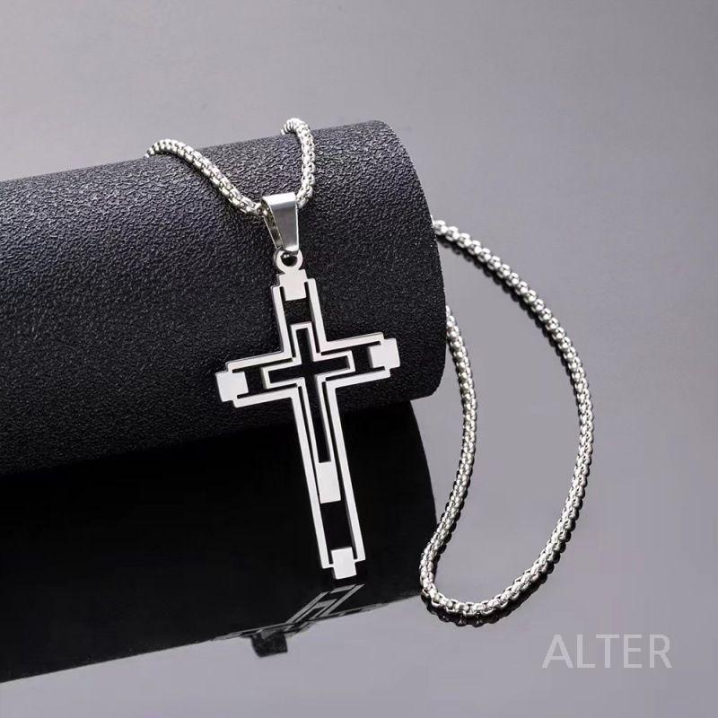 십자가 목걸이 펜던트 고스 크로스 힙합 체인 패션 스틸 크로스 목걸이 60cm - 상세 이미지 5