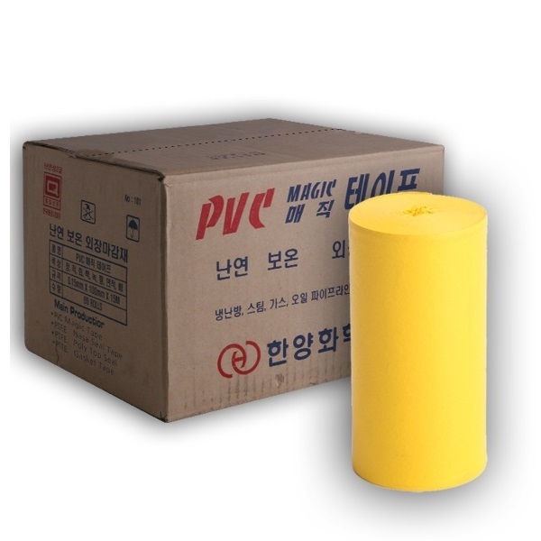 한양 난연성 PVC 보온 매직테이프 황색 100mm x 15M 1박스 (60개입) - 상품 이미지