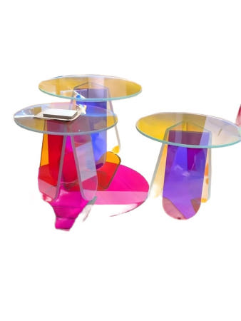 그루버스 협력사 오로라 테이블 아크릴 카페 원형 홀로그램 선반 협탁