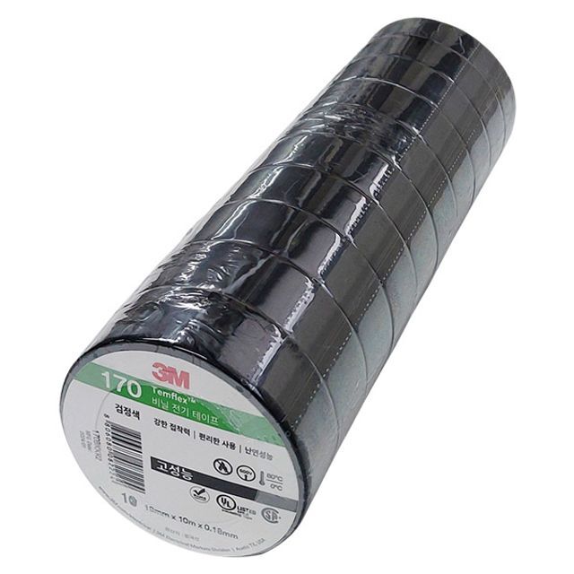 3M 170 고성능 전기테이프 검정색 19mm x 10M 10개입 - 상품 이미지