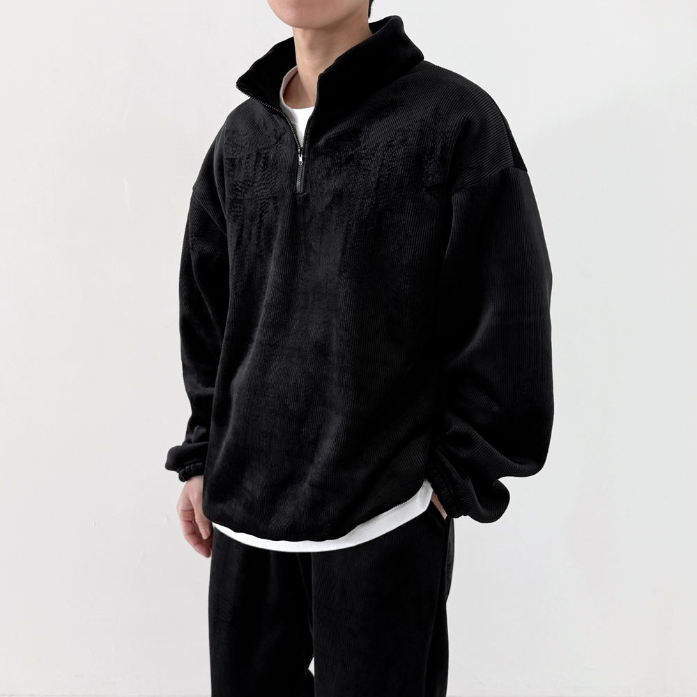 1+1 남자벨벳트레이닝 남자기모트레이닝세트 겨울런닝복 이미지 4