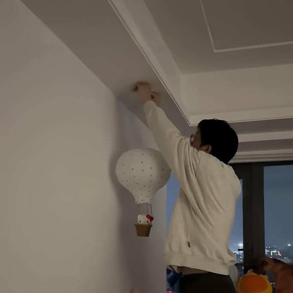 북유럽풍 수제 열기구 DIY 풀세트 세비아숲 열기구 + 물방울 스티커 + 전구줄 + - 상세 이미지 3