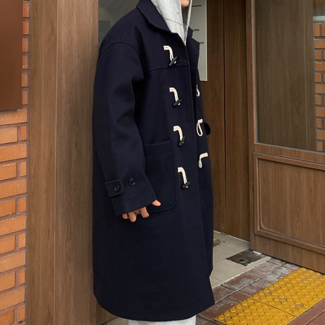 남자 헤켄 루즈 오버핏 겨울 누빔안감 더블 떡볶이 롱 코트 - 상세 이미지 4