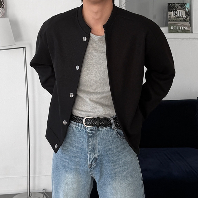 남자 헤벤 세미오버핏 가을 겨울 울 크롭 가디건 자켓 - 상세 이미지 3