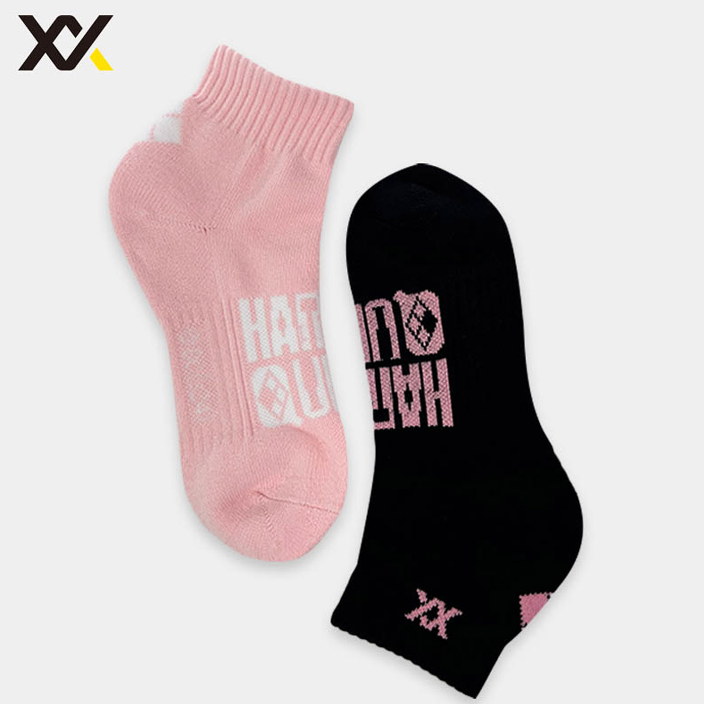 MAXX 맥스 할리퀸 콜라보 배드민턴 스포츠 단목 양말 블랙 핑크 - 상세 이미지 4
