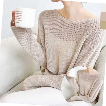 여성 보트넥 홀가먼트 니트 1P 여름 레이어드 긴팔