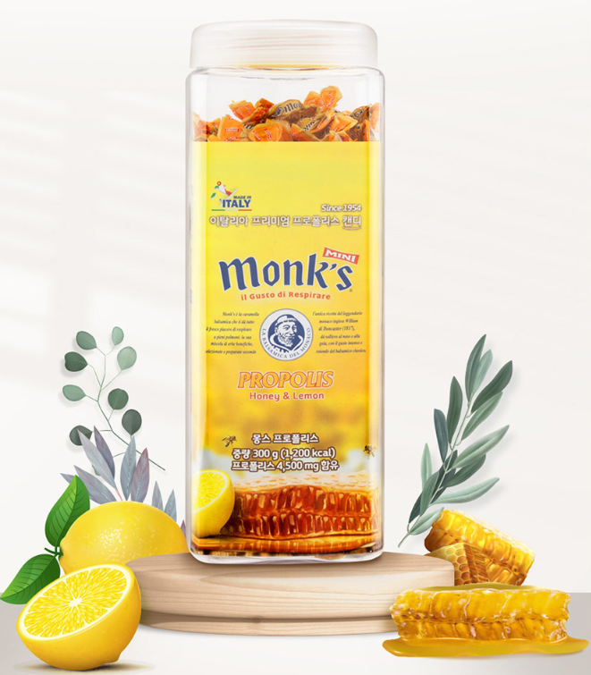몽스 프로폴리스 캔디 300g 통형 허브 목캔디 - 메인 이미지