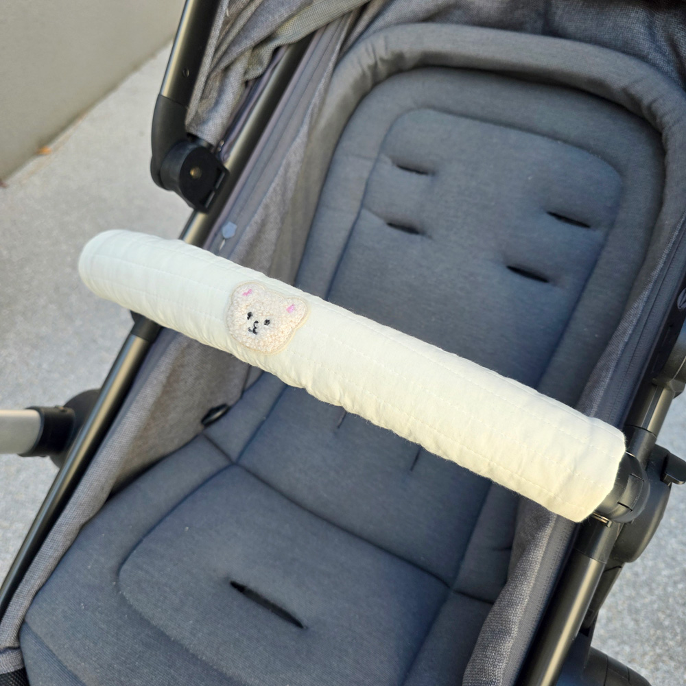 곰돌이 누빔 유모차 안전바커버 안전 벨트커버 침받이