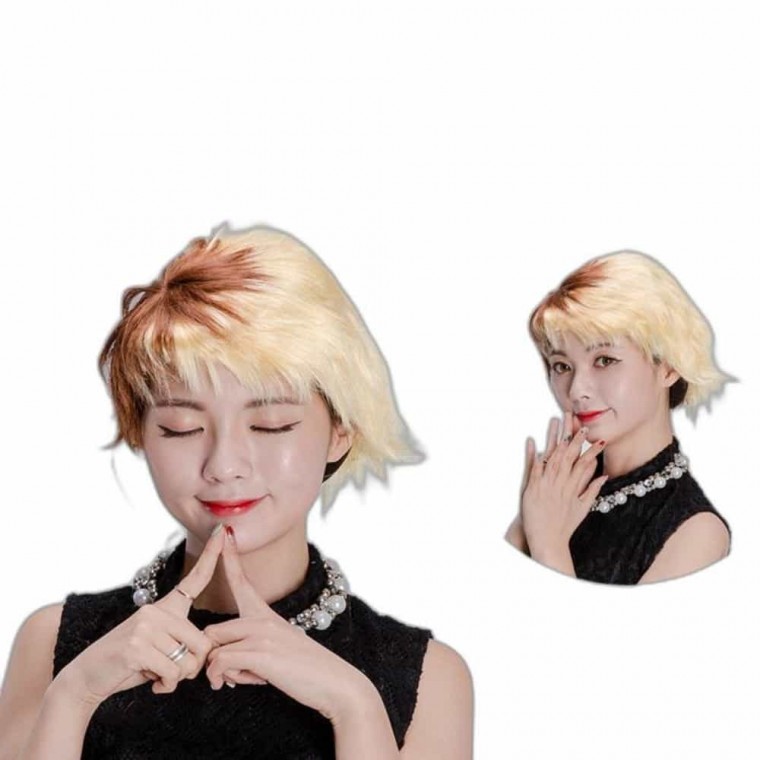 숏 컷트 가발 투톤 파티용가발 분장가발 - 메인 이미지