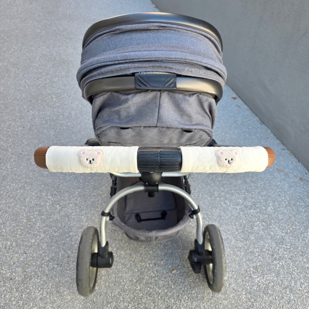 곰돌이 누빔 유모차 안전바커버 안전 벨트커버 침받이