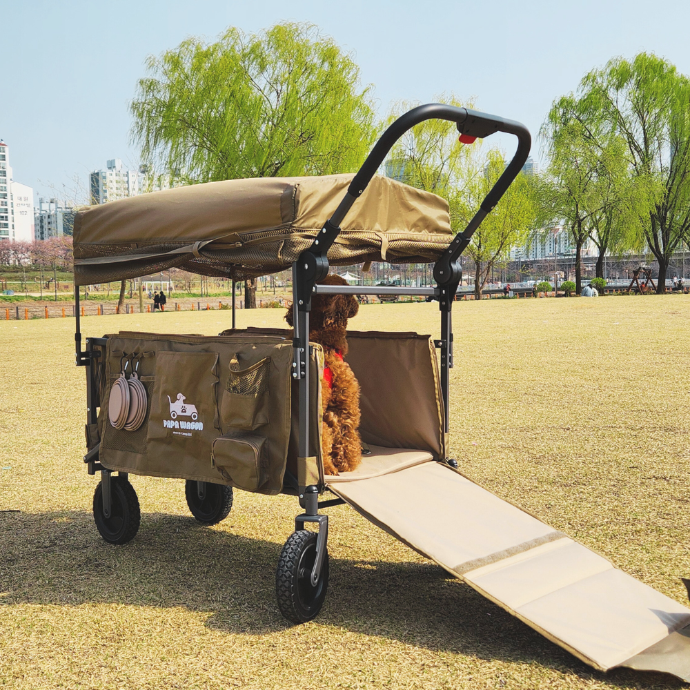 파파웨건 특대형 저상형 강아지유모차 개모차 캐노피 노견 대형견 다견용 강아지웨건 브레이크