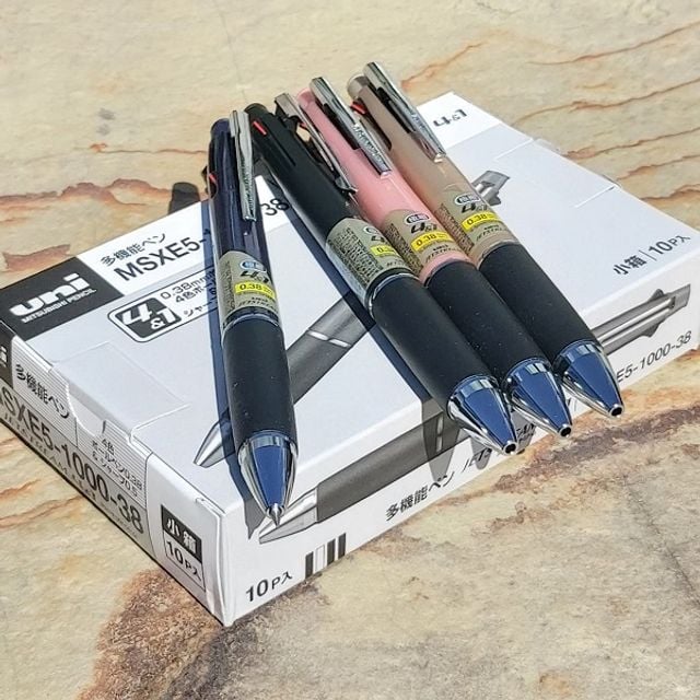 유니 제트스트림 0.38mm 4색볼펜+샤프 4+1 멀티펜 1타 - 상품 이미지
