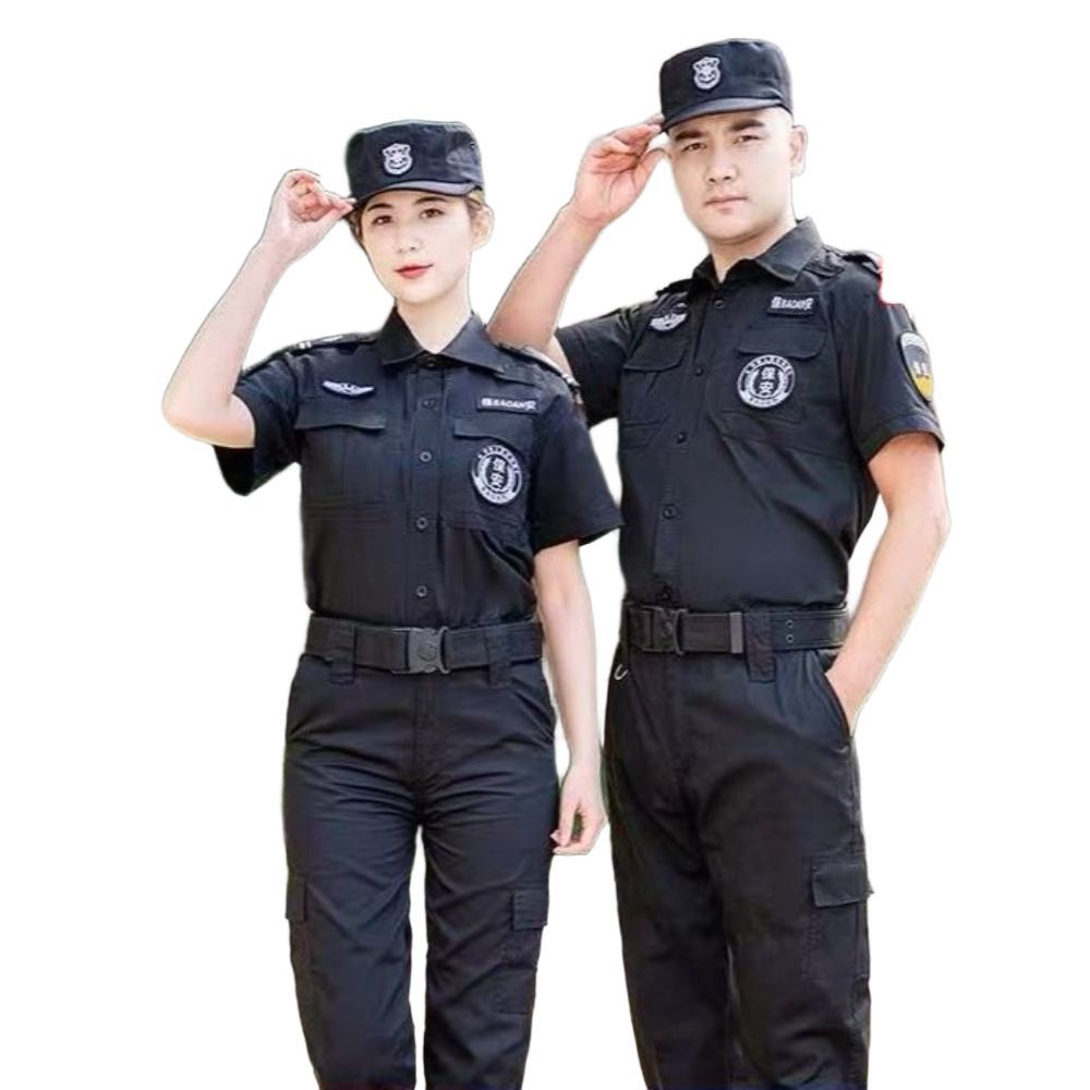 자율방범대 경비 남녀공용 상하의 여름 빅사이즈 제복 유니폼 여름 반소매 (탑 + 팬츠) 160 - 상품 이미지