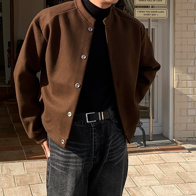 남자 헤벤 세미오버핏 가을 겨울 울 크롭 가디건 자켓 - 상세 이미지 4