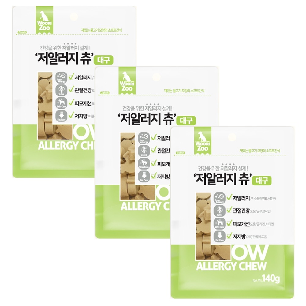 잘먹는 우리주 저알러지 소프트간식 가수분해 츄 대구, 140g, 3개 - 상품 이미지