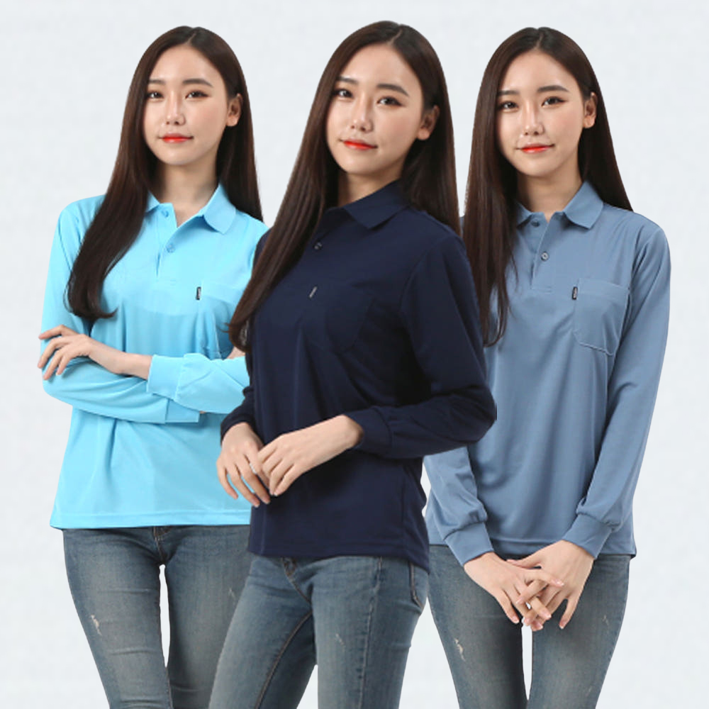 네이버 남녀공용 에어로쿨 베이직 기능성 긴팔 카라티 쿨티셔츠