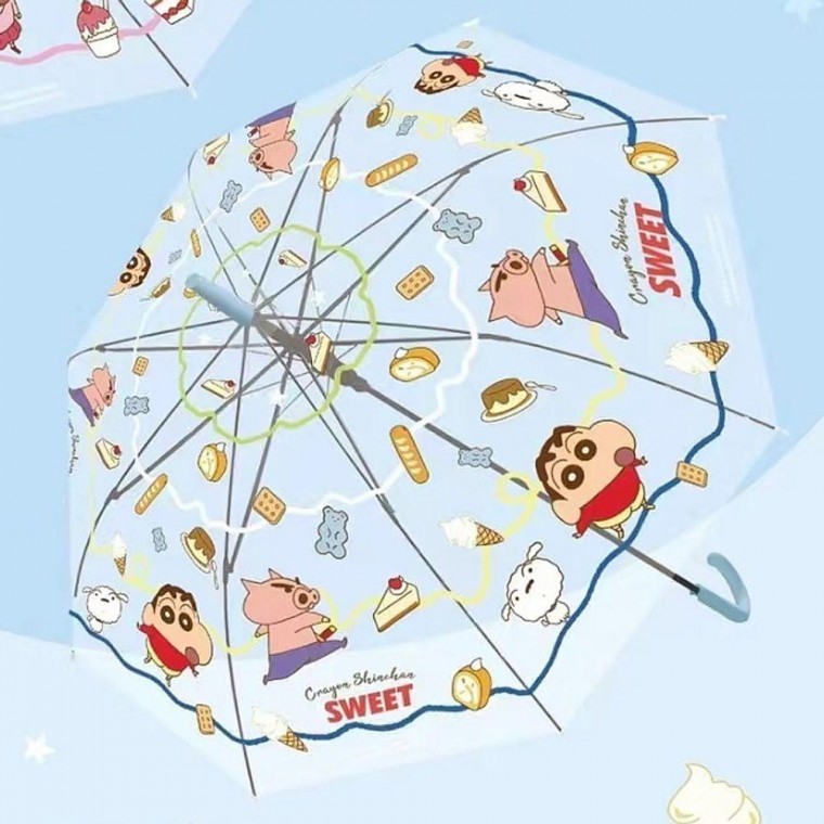 55cm 초등 랜덤 투명 장우산 1P 성인 패턴 우산 - 메인 이미지