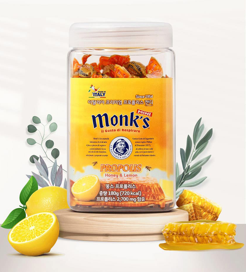 몽스 프로폴리스 캔디 180g 통형 허브 목캔디 - 상품 이미지