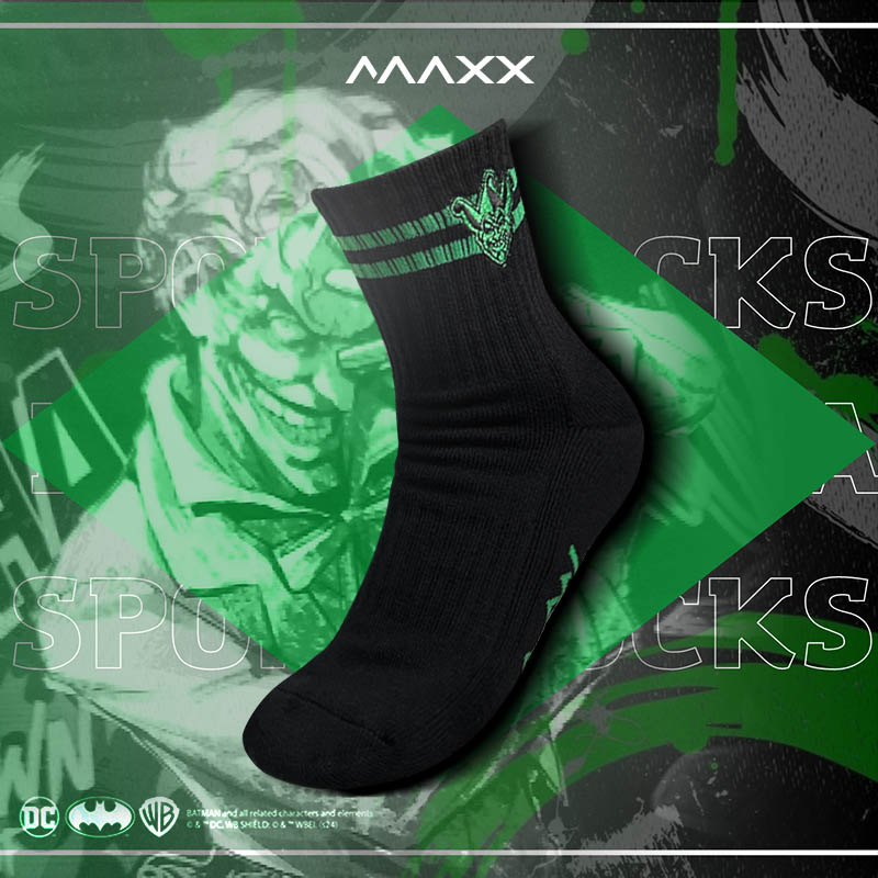 MAXX 맥스 조커 콜라보 배드민턴 스포츠 단목 양말 블랙 화이트 - 상품 이미지