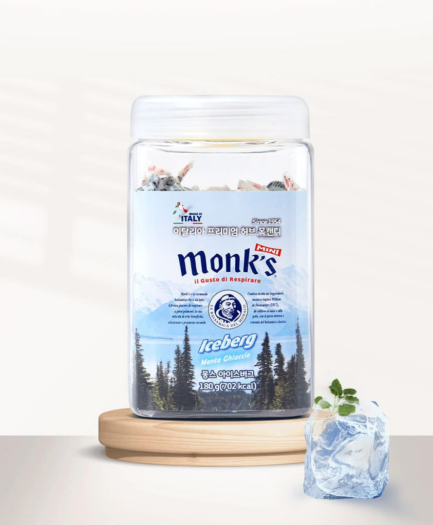 몽스 아이스버그 캔디 180g 통형 허브 목캔디 - 상품 이미지