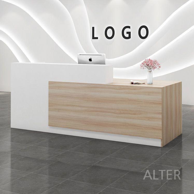 카운터 테이블 상담 데스크 회사 리셉션 응대 메이플+화이트 매트 왼쪽 높음 160x60x100cm - 상세 이미지 3