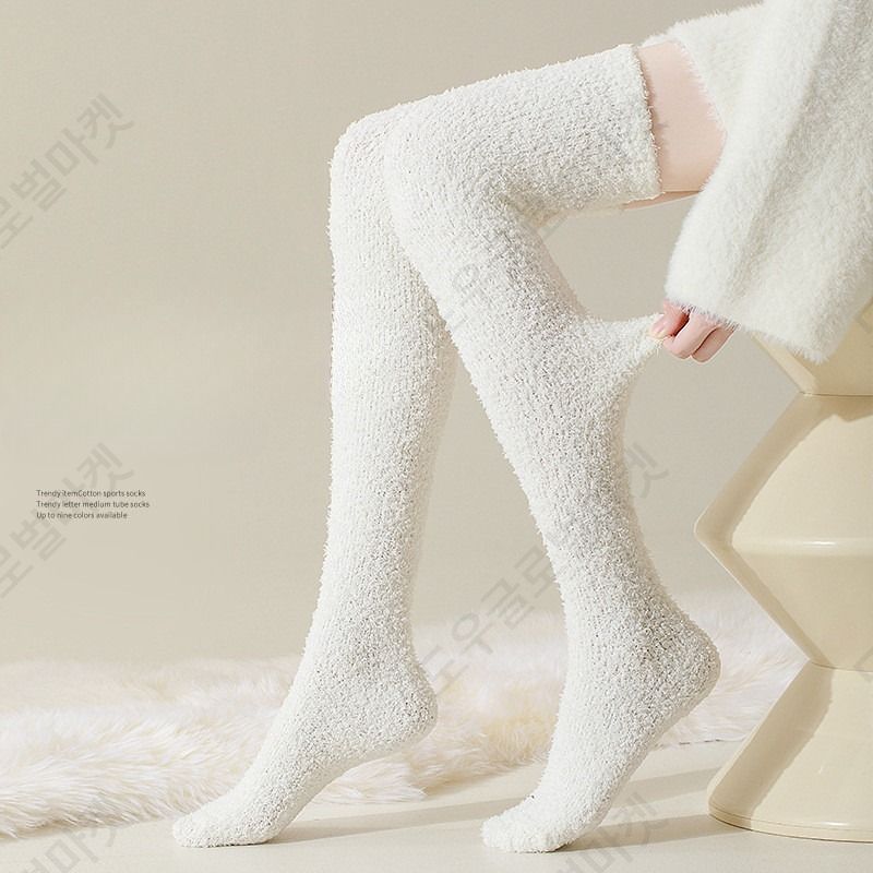 롱수면양말 양털 무압박 빅사이즈 60cm 남녀공용 보온 - 상세 이미지 2