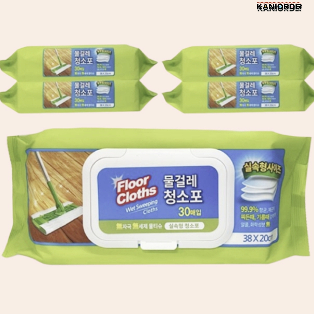 일회용 물걸레 청소포 대용량 바닥 청소 부직포 실속형 대형 30매5팩 - 상품 이미지