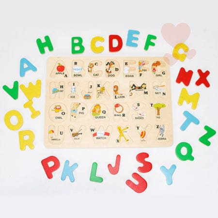 원목 퍼즐교구 유아퍼즐놀이 알파벳익히기 영어알파벳 영어공부장난감