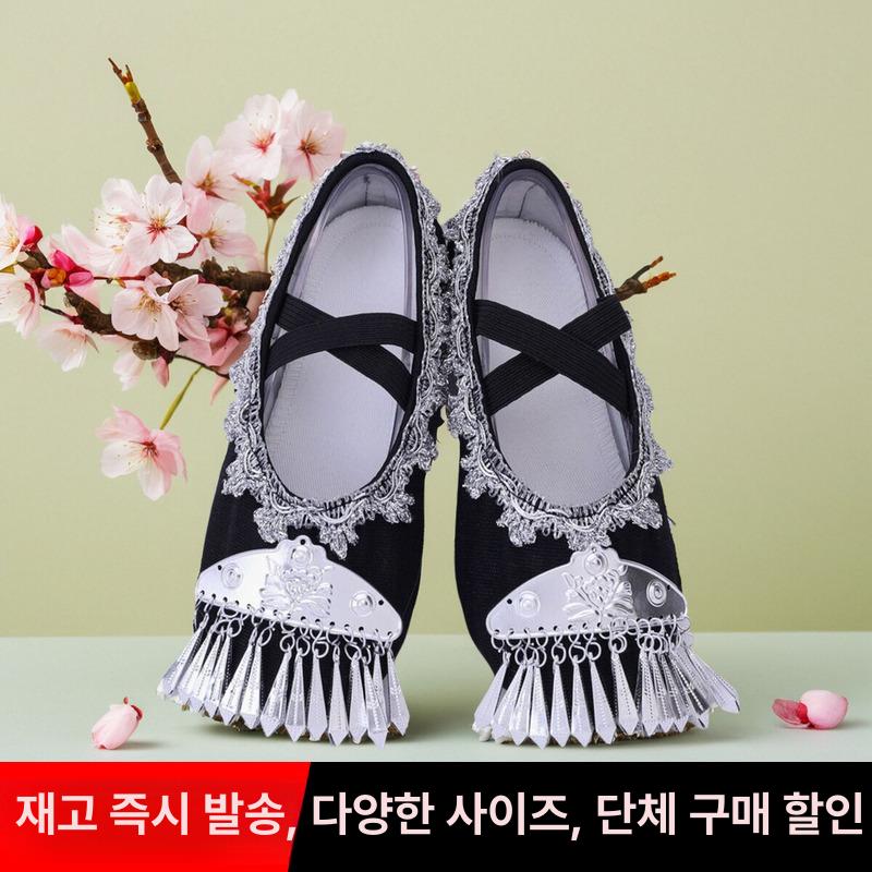고급 무용화 어린이 남아 여아 블랙 캔버스 춤 연주 신발 - 상세 이미지 2