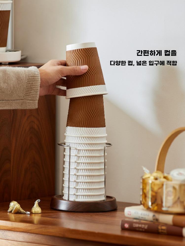 종이컵 보관함 일회용컵 원목 컵홀더 탕비실 컵 트레이 꽂이 1구 - 상세 이미지 3