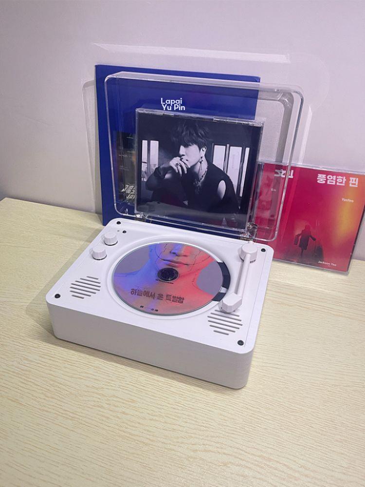 CD 플레이어 턴테이블 레코드 블루투스 스피커 USB 브라운 + 충전식 + 리모컨 + 충전 케이블 - 상세 이미지 3