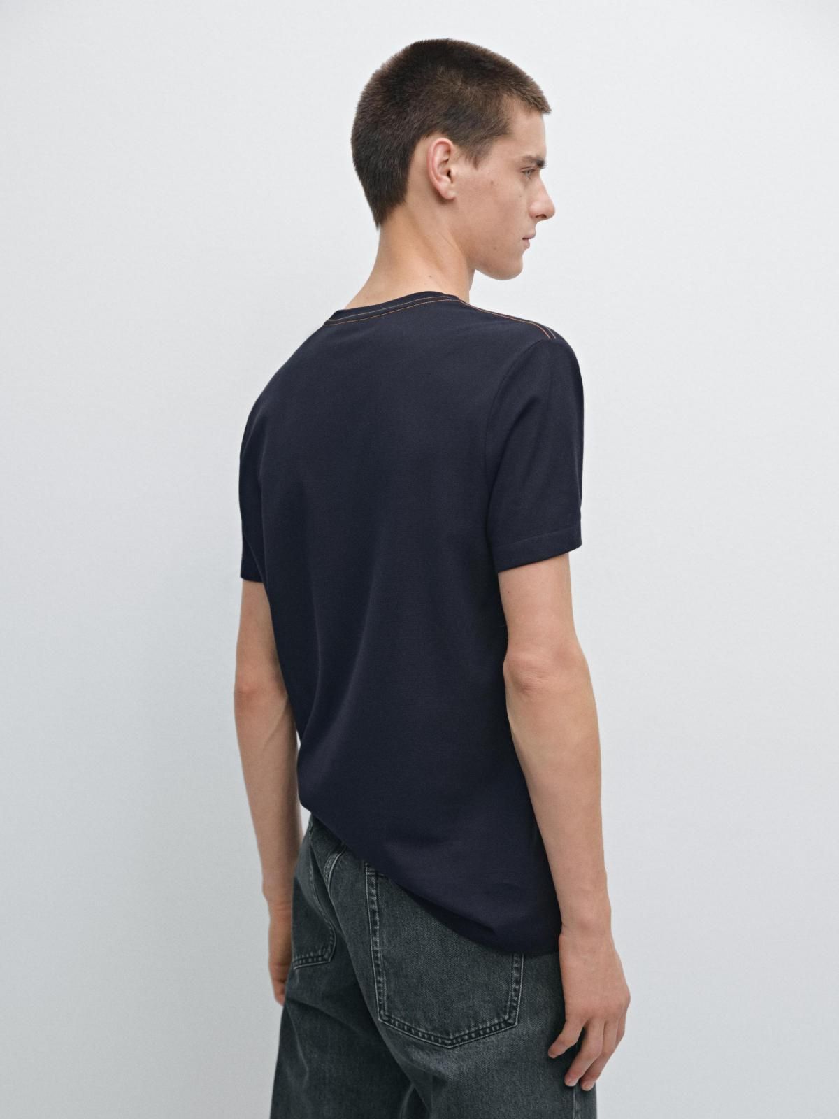 마시모두띠 배색 스티치 크루넥 반팔 티셔츠 0522/440 NAVY BLUE - 상세 이미지 4