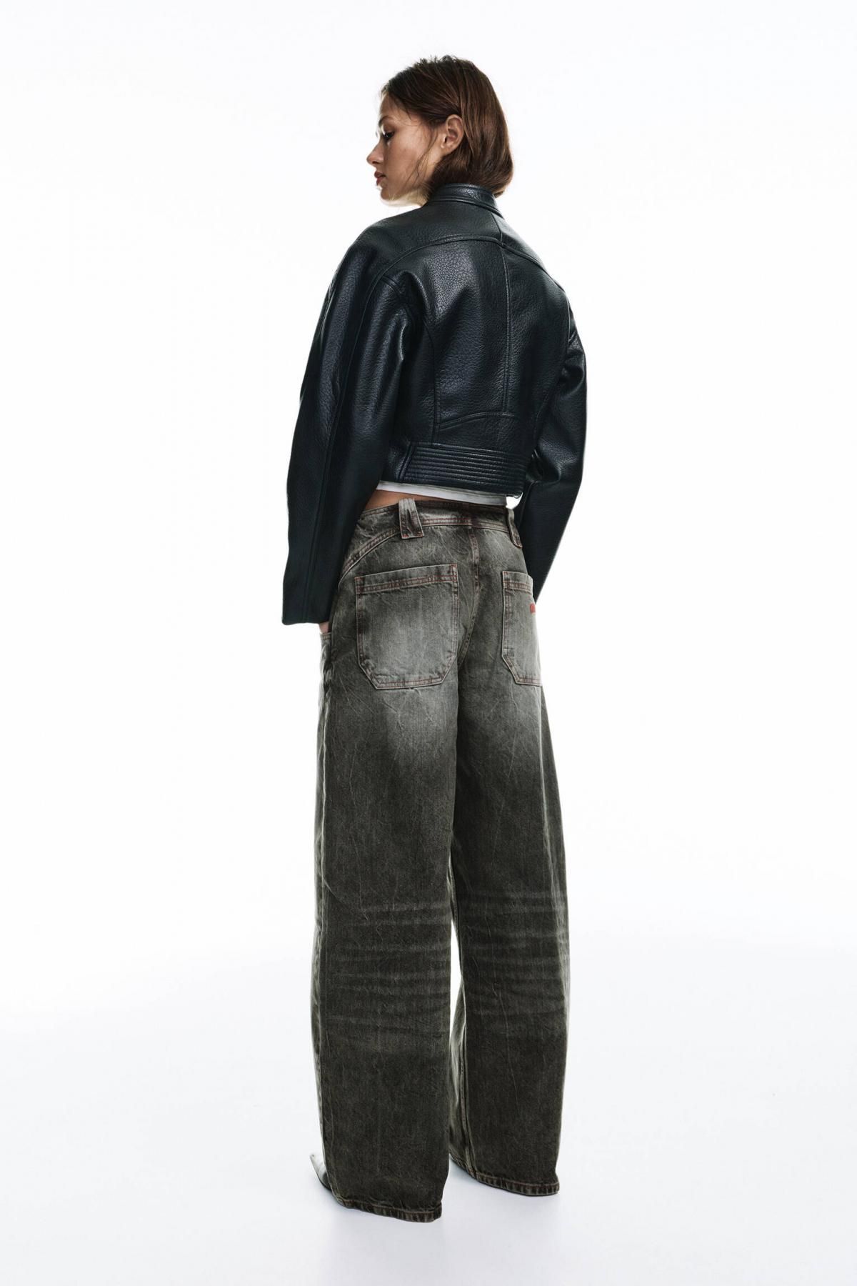 풀앤베어 와이드핏 배기 데님 스티치 청바지 7683/379 BROWN - 상세 이미지 3