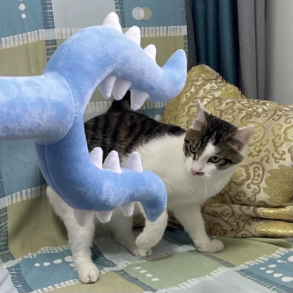 고양이 뿅망치 집게 모양 봉제 인형 막대 캣토이 애착 블루 70cm - 상세 이미지 3