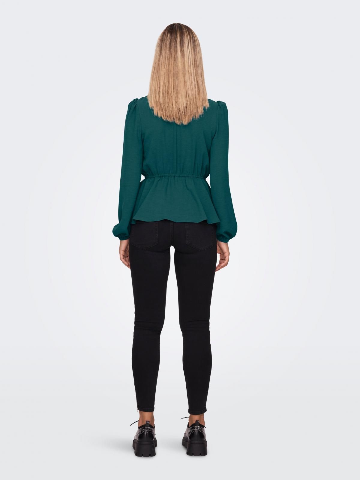 온리 퍼프슬리브 라운드넥 블라우스 15248343_1570 GREEN / DEEP TEAL - 상세 이미지 2