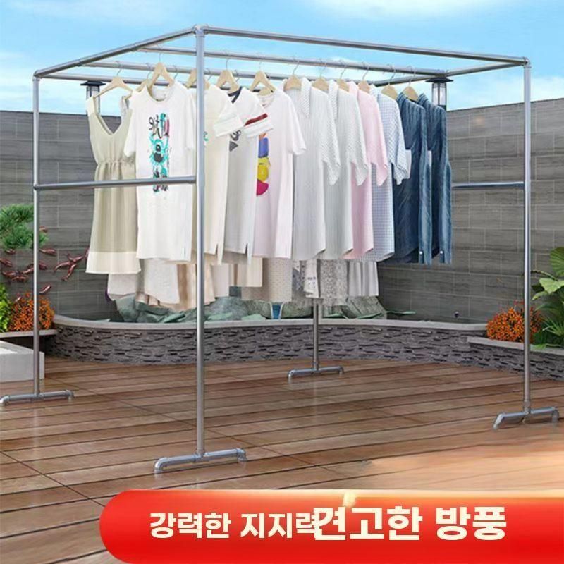빨래 건조대 대형 야외 이불 옷걸이 빨랫대 베란다 사각형 이중층 1.8x1.8x1.5m - 상세 이미지 4