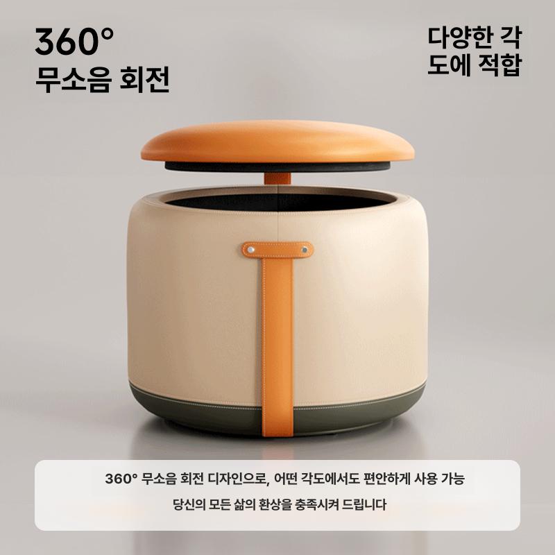 거실 낮은 소파 보조 수납 풋스툴 다용도 가죽 재즈그레이 회전받침대없음 - 상세 이미지 5